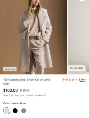 NWOT Quince Heather Bone Merino Wool Shawl Collar Long Coat